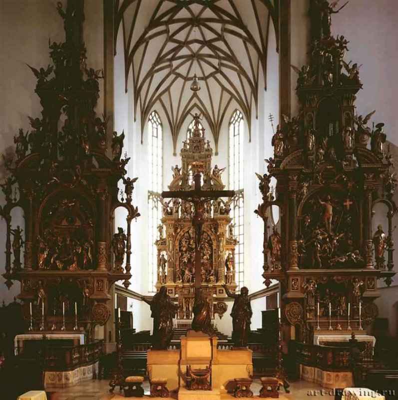 Хор с композицией Распятия. Алтари 1605; 1604-1607 - Дерево, бронза. Аугсбург. Монастырская церковь святых Ульриха и Афры. Австрия.
Совместно с Гансом Деглером.