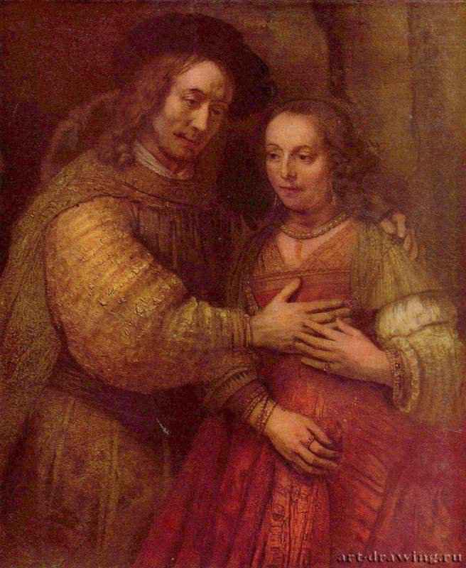 Еврейская невеста. Фрагмент. 1666 - Холст, масло. Барокко. Нидерланды (Голландия). Амстердам. Рейксмузеум. Двойной портрет.