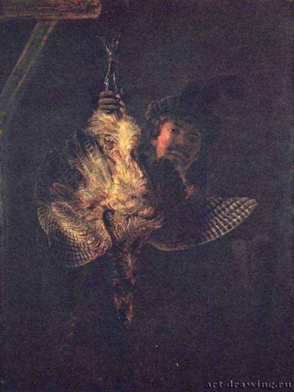 Автопортрет с мертвой выпью. 1639 - 121 x 89 см. Дерево, масло. Барокко. Нидерланды (Голландия). Дрезден. Картинная галерея.