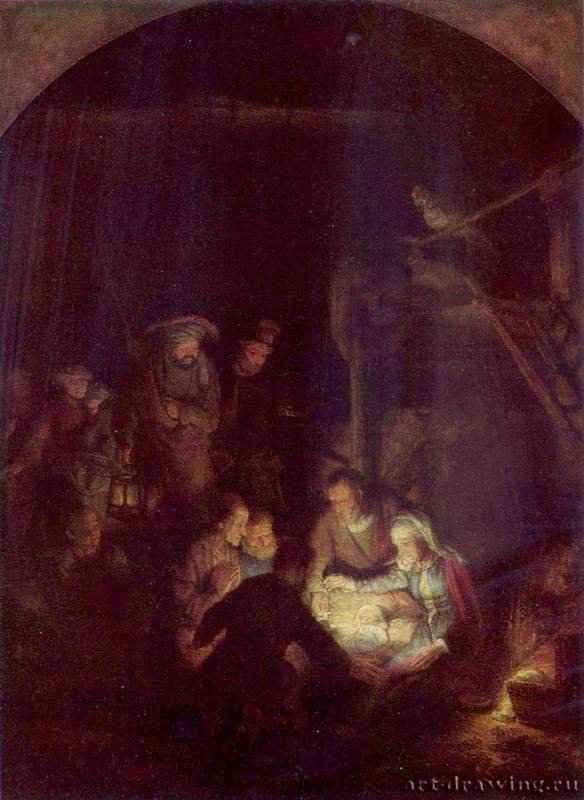 Поклонение пастухов. 1646 - 97 x 71,3 см. Холст, масло. Барокко. Нидерланды (Голландия). Мюнхен. Старая пинакотека.