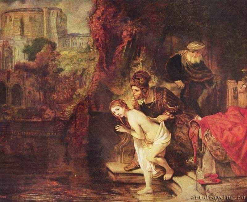 Сусанна и старцы. 1647 - 76 x 91 см. Дерево, масло. Барокко. Нидерланды (Голландия). Берлин. Государственные музеи.