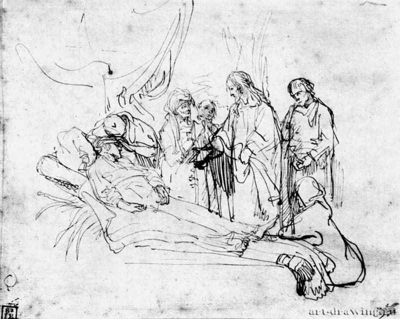 Воскрешение дочери Иаира. 1630-1633 - Перо 188 x 24 мм Частное собрание