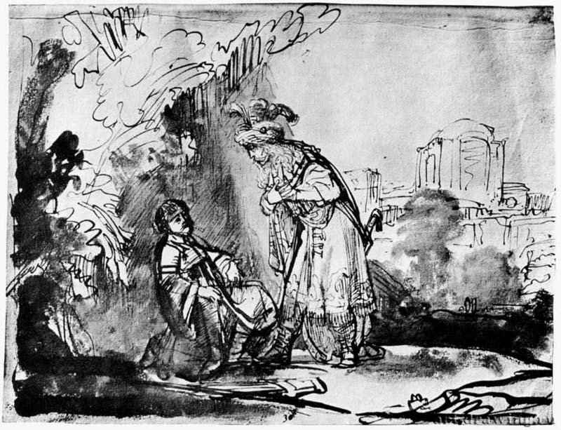 Союз между Давидом и Ионафаном. 1632-1633 - Перо и кисть 206 x 268 мм Художественный институт Барбера Бирмингем