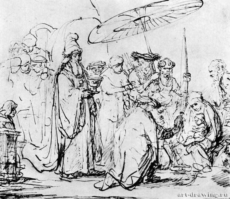 Поклонение волхвов. 1634-1643 - Перо, отмывка 180 x 200 мм Королевская библиотека Турин