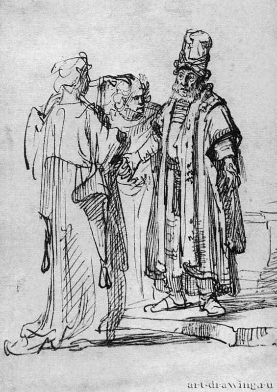 Лот с дочерьми. 1635-1636 - Бумага, перо, коричневый тон 20,5 x 16,1 Музей изящных искусств Лейпциг