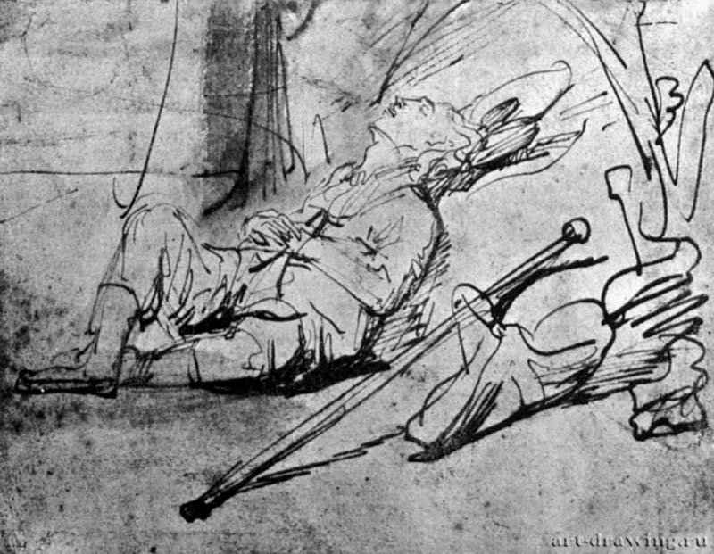 Спящий Иаков. 1635-1636 - Перо, отмывка 101 x 129 мм Гравюрный кабинет Берлин