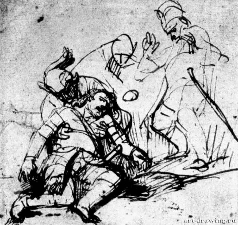 Умирающий воин, Голиаф. 1636-1639 - Перо 108 x 113 мм Гравюрный кабинет Берлин