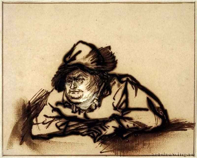 Портрет Виллема Бартольдса Рёйтера. 1638 - Тушь, перо, белила, бумага 13,9 x 17,4 Риксмузеум Амстердам