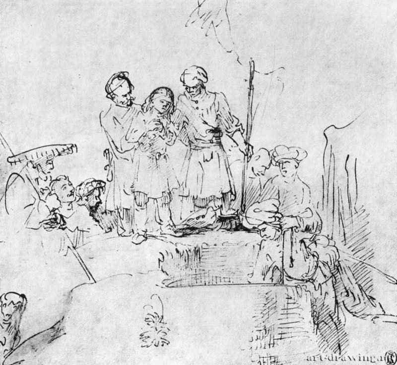 Братья прячут Иосифа в колодце. 1638 - Перо 184 x 200 мм Гравюрный кабинет Государственных художественных собраний Дрезден