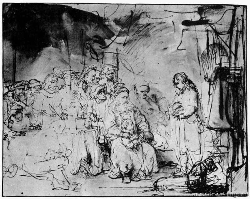 Иосиф рассказывает свои сны. 1638-1643 - Перо, отмывка 175 x 225 мм Собрание Хатвани Лондон