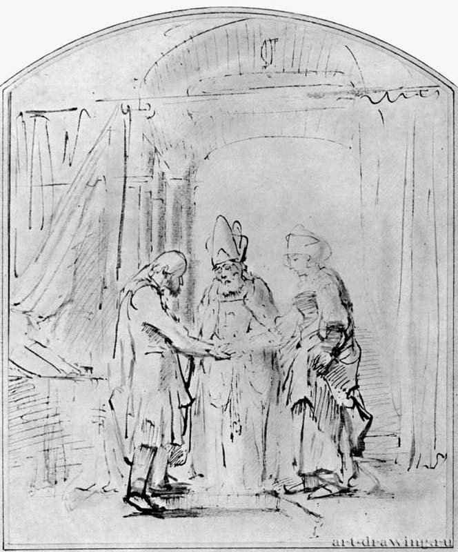 Обручение Марии и Иосифа. 1645 - Перо, отмывка 237 x 197 мм Национальная галерея Вашингтон