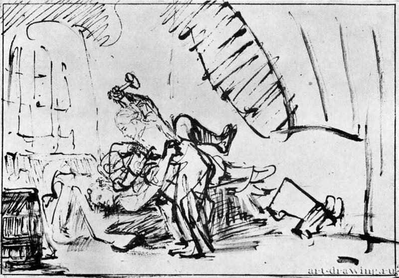 Иаиль убивает Сисару. 1648-1649 - Перо 173 x 254 мм Музей Ашмолеан Оксфорд