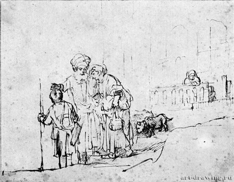 Изгнание Агари. 1648-1652 - Перо 172 x 224 мм Риксмузеум Амстердам