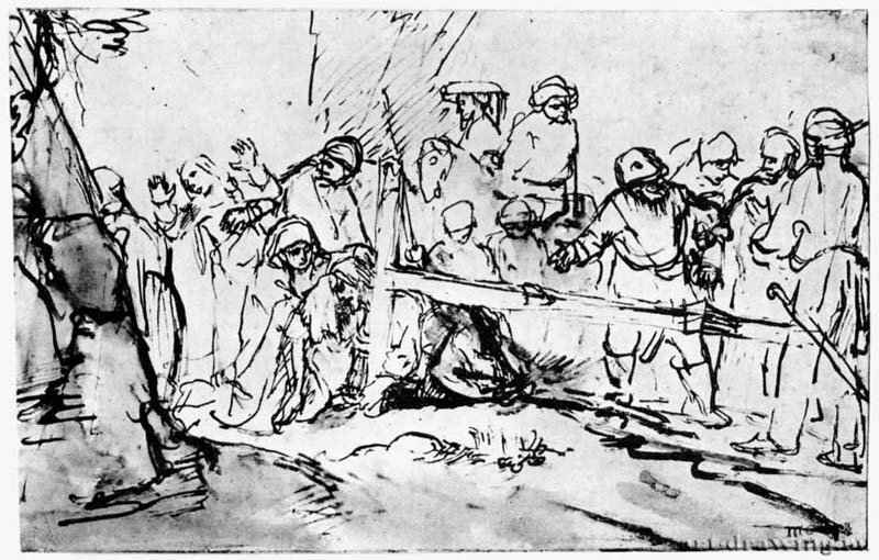 Несение креста. 1648-1653 - Перо, отмывка 174 x 272 мм Музей Тейлера Харлем