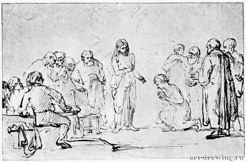 Неверующий Фома. 1650-1651 - Перо 175 x 270 мм Риксмузеум Амстердам
