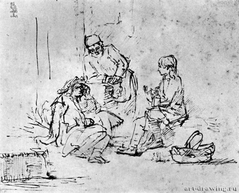Иосиф толкует сны своим сопленникам. 1652 - Перо 157 x 189 мм Риксмузеум Амстердам