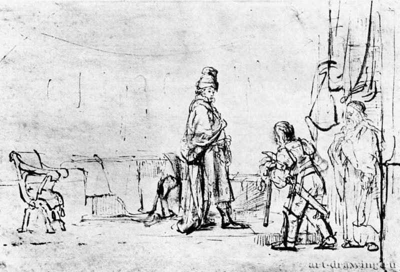 Давид получает известие о смерти Урии. 1652-1660 - Перо 199 x 29 мм Риксмузеум Амстердам