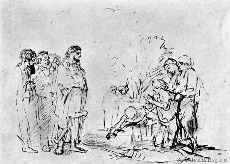 Иисус помогает страждущим. 1652-1660 - Перо, отмывка 180 x 247 мм Гравюрный кабинет Берлин
