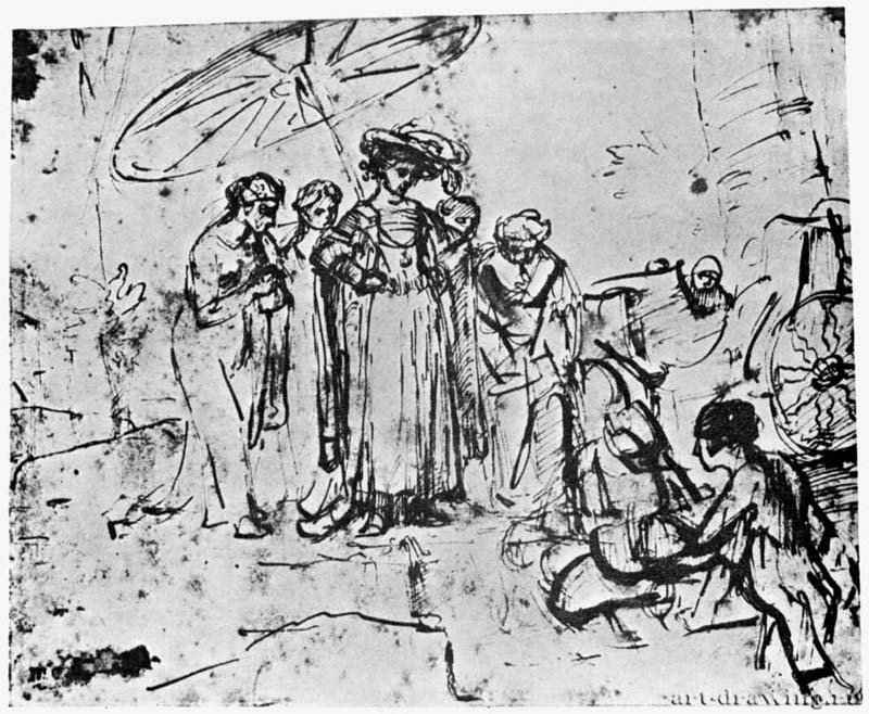 Нахождение Моисея. 1654-1656 - Перо 187 x 235 мм Собрание Локхарт Рочестер (Нью-Йорк)