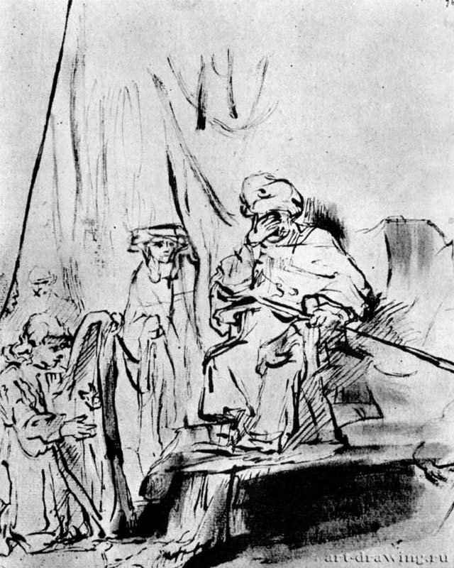 Давид играет на арфе перед Саулом. 1655 - Перо 212 x 170 мм Лувр Париж