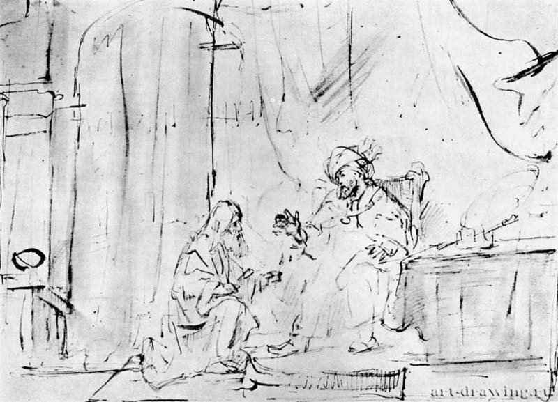 Пророк Нафан перед Давидом. 1655 - Перо, отмывка 170 x 242 мм Штеделевский художественный институт Франкфурт-на-Майне