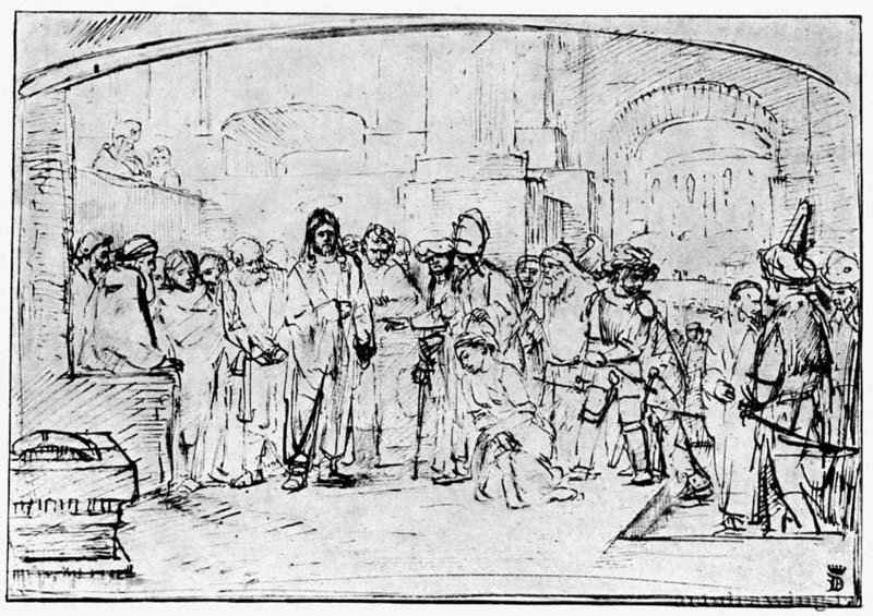 Грешница перед Христом. 1655-1658 - Перо 194 x 283 мм Музей Бойманс ван Бейнинген Роттердам