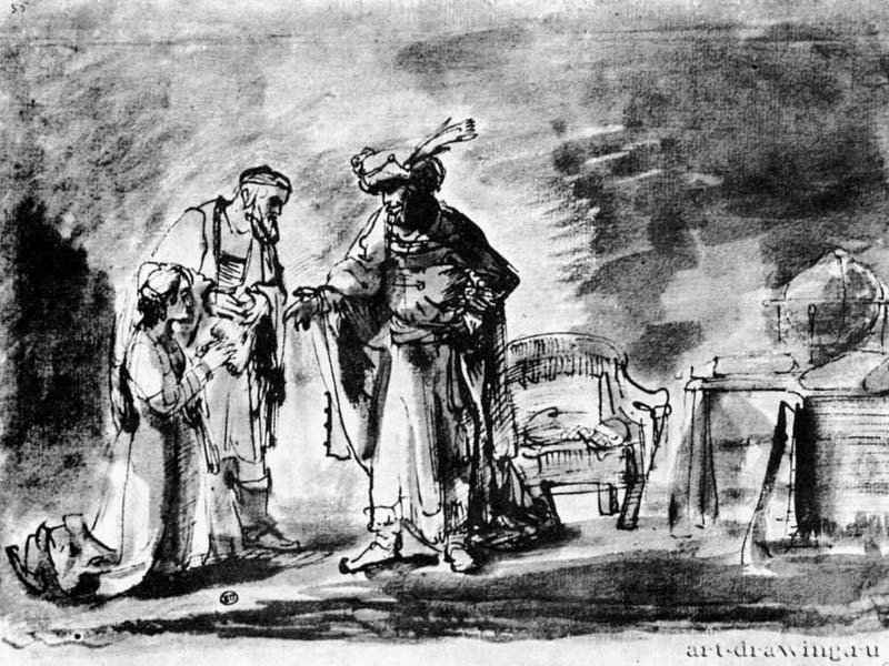 Есфирь представляют Артаксерксу. 1656 - Перо, отмывка 185 x 3250 мм Лувр Париж