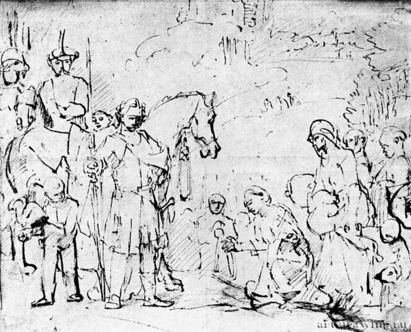 Встреча Давида и Авигеи. 1656-1660 - Перо 209 x 259 мм Собрание Кох Лондон