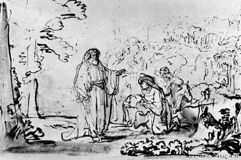 Илия и вдова Сарепты. 1660-1642 - Перо, отмывка 197 x 295 мм Частное собрание Базель