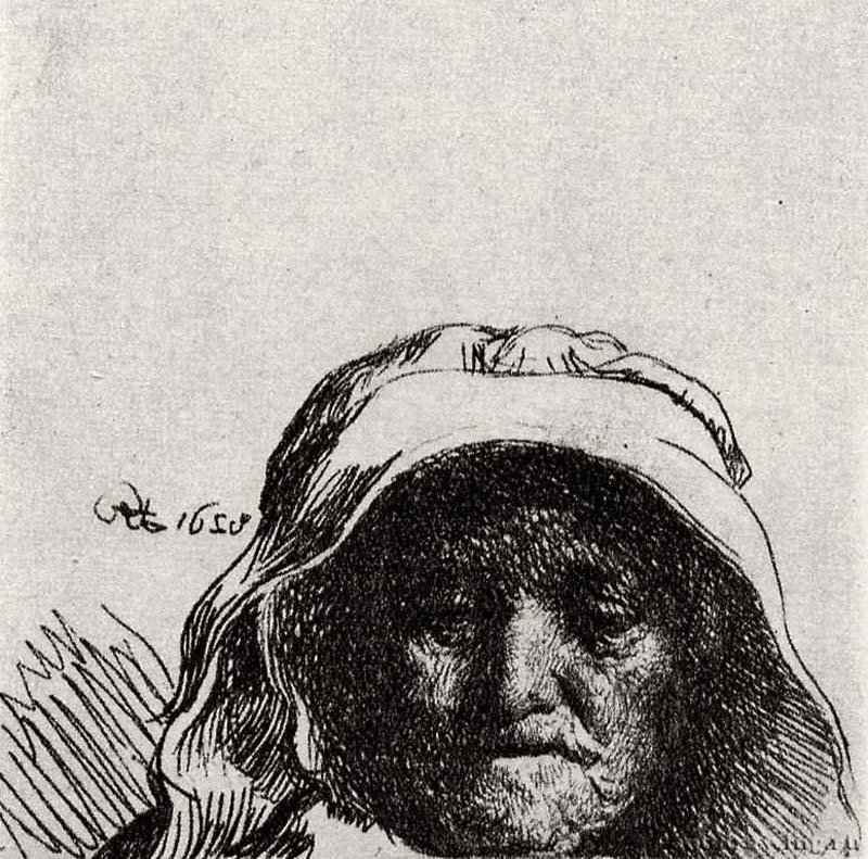 Портрет матери. 1628 - Офорт 63 x 65 мм Собрание Я. де Брёйна