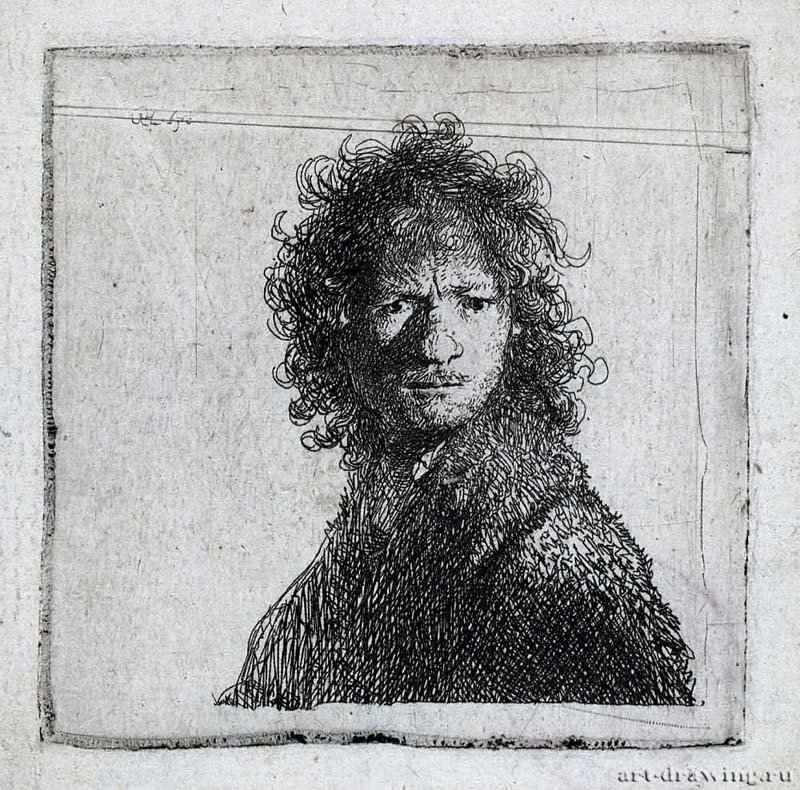 Автопортрет в хмурящемся виде. 1630 - Гравюра 7,5 x 7,5 Риксмузеум Амстердам