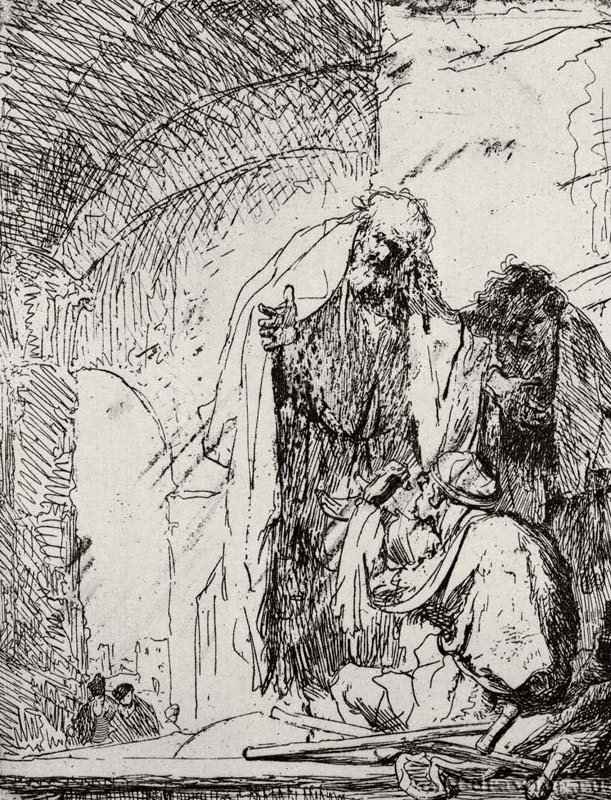 Пётр и Иоанн у врат храма. 1630 - Офорт 225 x 169 мм Собрание Я. де Брёйна