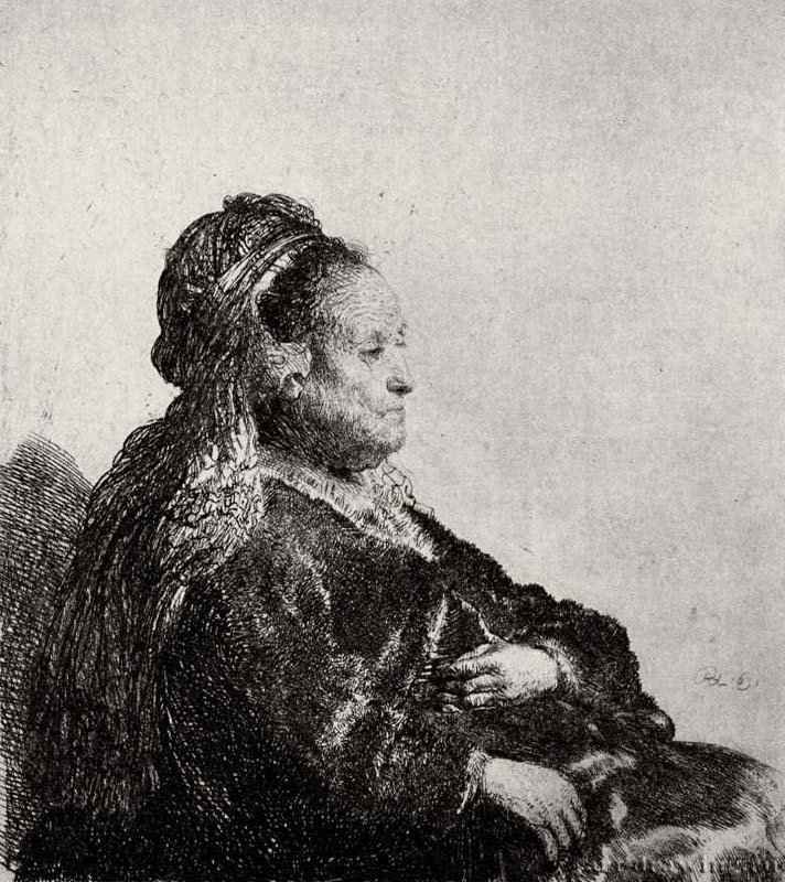 Портрет матери в восточном головном уборе. 1631 - Офорт 146 x 129 мм Собрание Я. де Брёйна