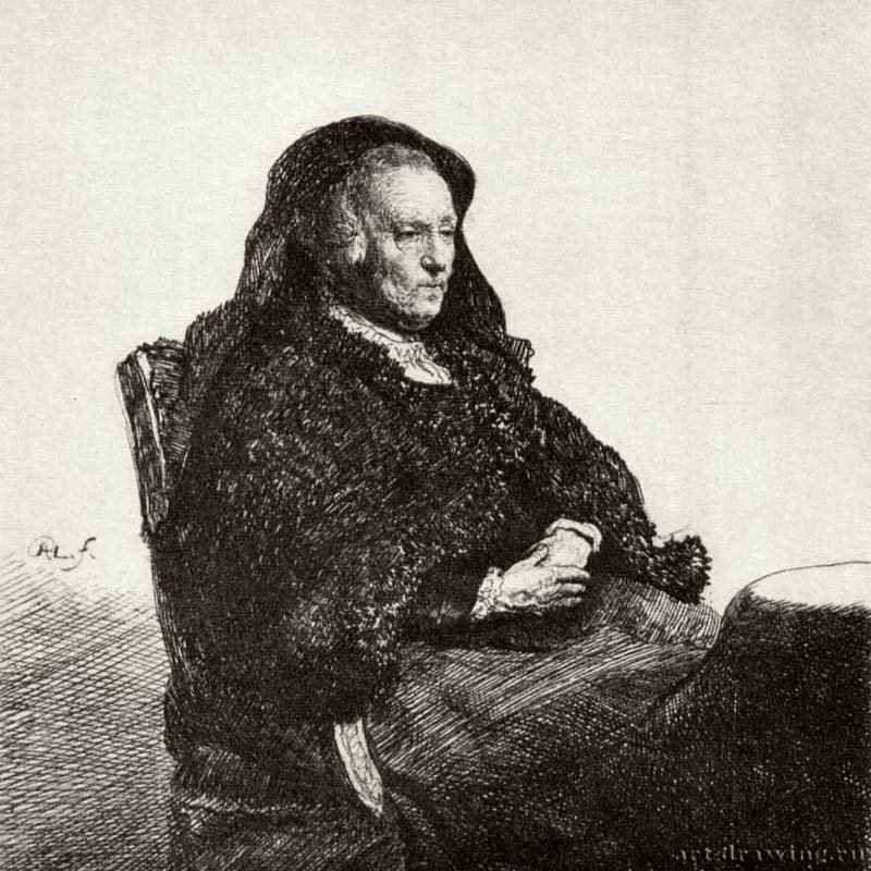 Портрет матери в черной накидке. 1631 - Офорт 146 x 129 мм Собрание Я. де Брёйна