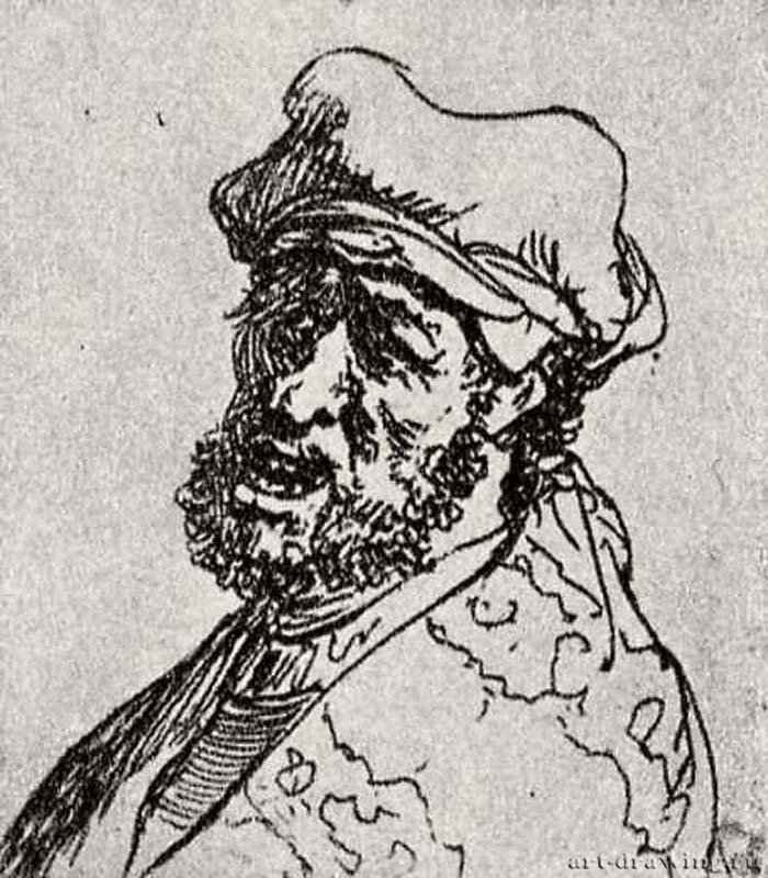 Мужчина с открытым ртом (кричащий). 1631 - Офорт 25 x 26 мм Собрание Я. де Брёйна