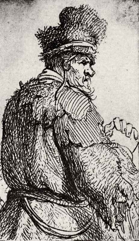 Старик, фигура со спины. 1631 - Офорт 72 x 45 мм Собрание Я. де Брёйна
