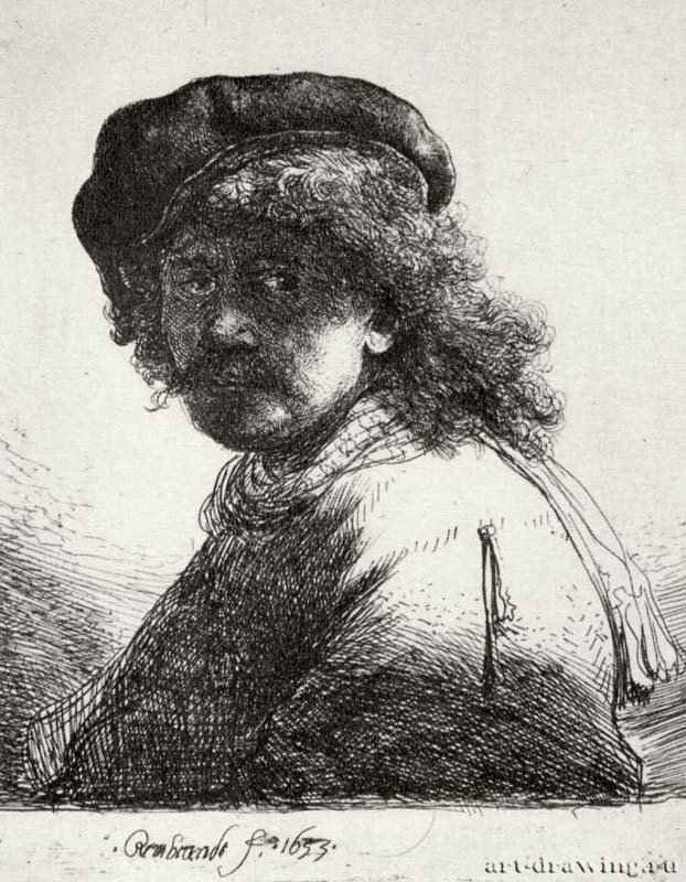 Автопортрет с шарфом. 1633 - Офорт 133 x 104 мм Собрание Я. де Брёйна