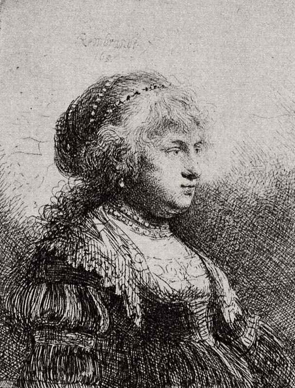 Портрет Саскии в нарядном платье. 1634 - Офорт 88 x 68 мм Собрание Я. де Брёйна