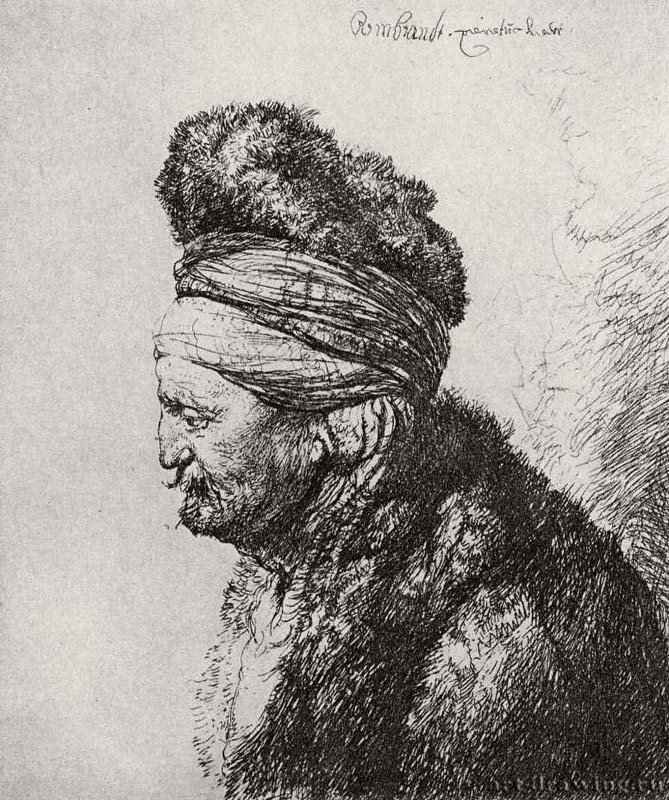 Так называемая - Восточная голова. 1635 - Офорт 151 x 124 мм Собрание Я. де Брёйна