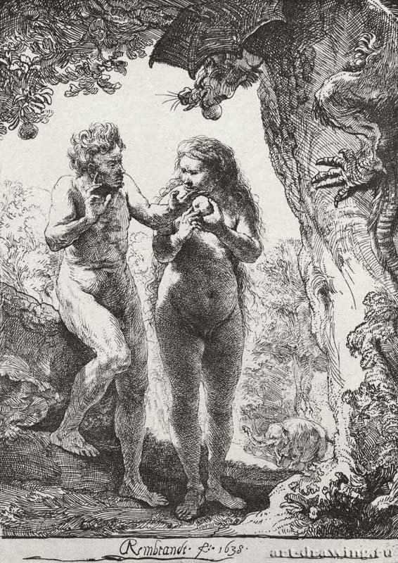 Адам и Ева. 1638 - Офорт 164 x 115 мм Собрание Я. де Брёйна