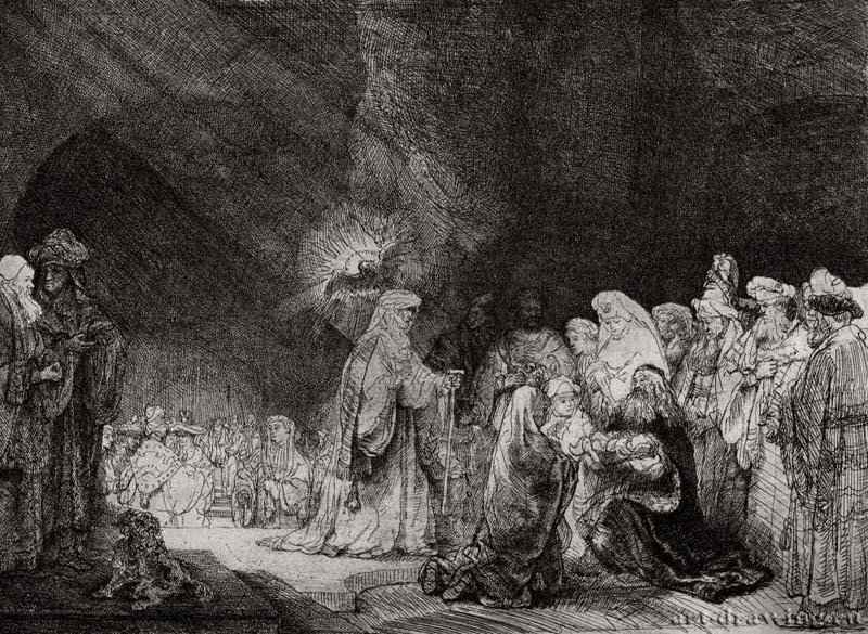 Принесение во храм. 1639 - Офорт 216 x 290 мм Собрание Я. де Брёйна