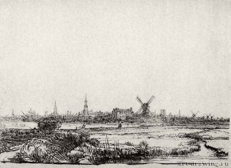 Вид Амстердама. 1640 - Офорт 113 x 151 мм Собрание Я. де Брёйна