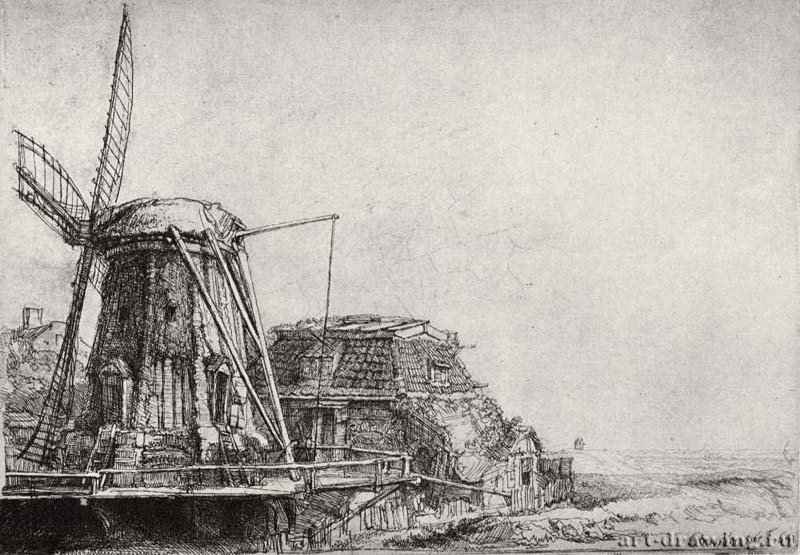 Ветряная мельница. 1641 - Офорт 144 x 207 мм Собрание Я. де Брёйна