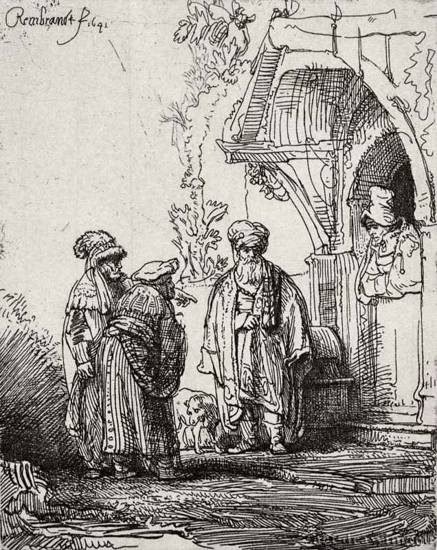 Три человека в восточных одеждах. 1641 - Офорт 146 x 113 мм Собрание Я. де Брёйна