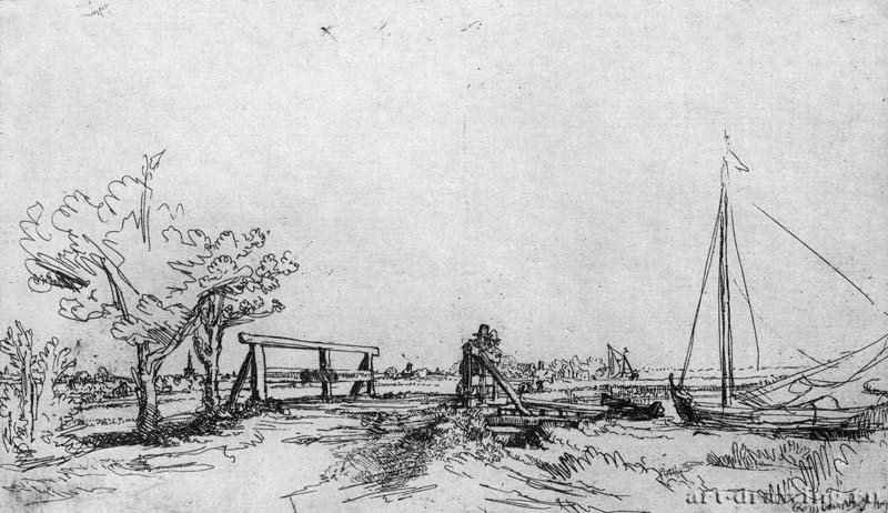 Мостик Сикса 1645 - Офорт. Третье состояние из трех 13,3 x 22,5 ГМИИ им. А.С. Пушкина Москва
