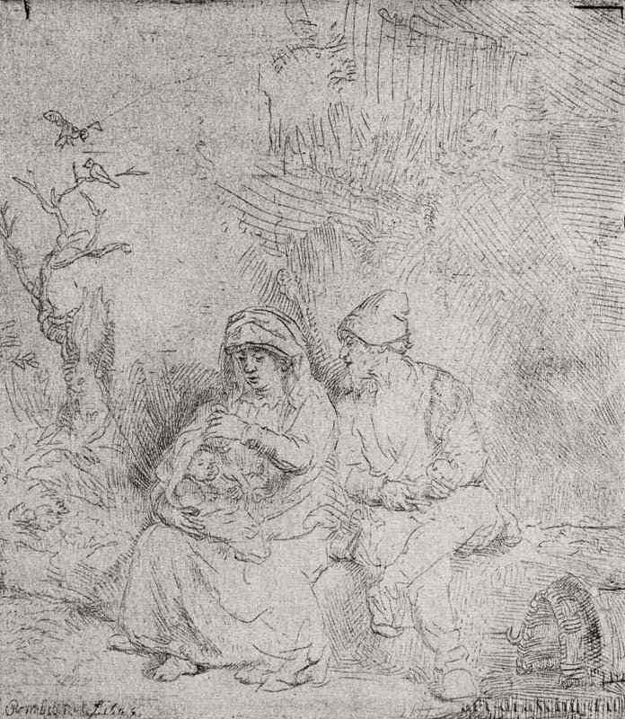 Отдых на пути в Египет. 1645 - Офорт 131 x 115 мм Собрание Я. де Брёйна