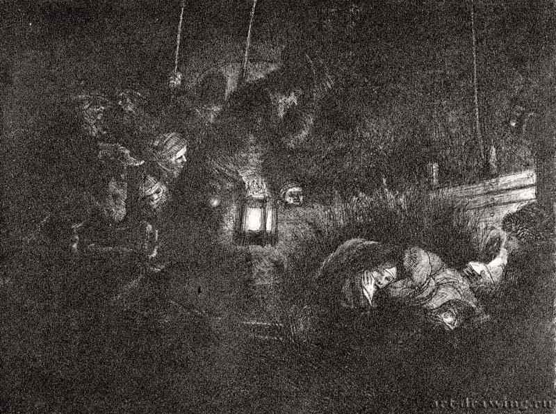 Поклонение пастухов. 1652 - Офорт 149 x 196 мм Собрание Я. де Брёйна