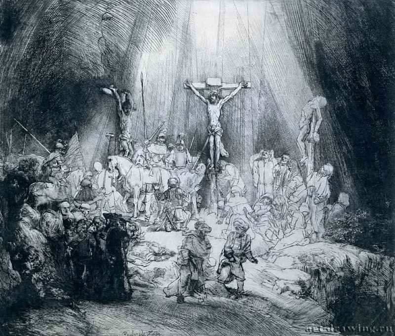 Три креста. 1653 - Сухая игла 38,5 x 45 Риксмузеум Амстердам