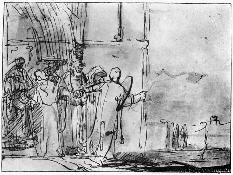 Лот с близкими покидает Содом. 1629-1630 - Перо 180 x 246 мм Риксмузеум Амстердам