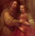 Еврейская невеста. Фрагмент. 1666 - Холст, масло. Барокко. Нидерланды (Голландия). Амстердам. Рейксмузеум. Двойной портрет.